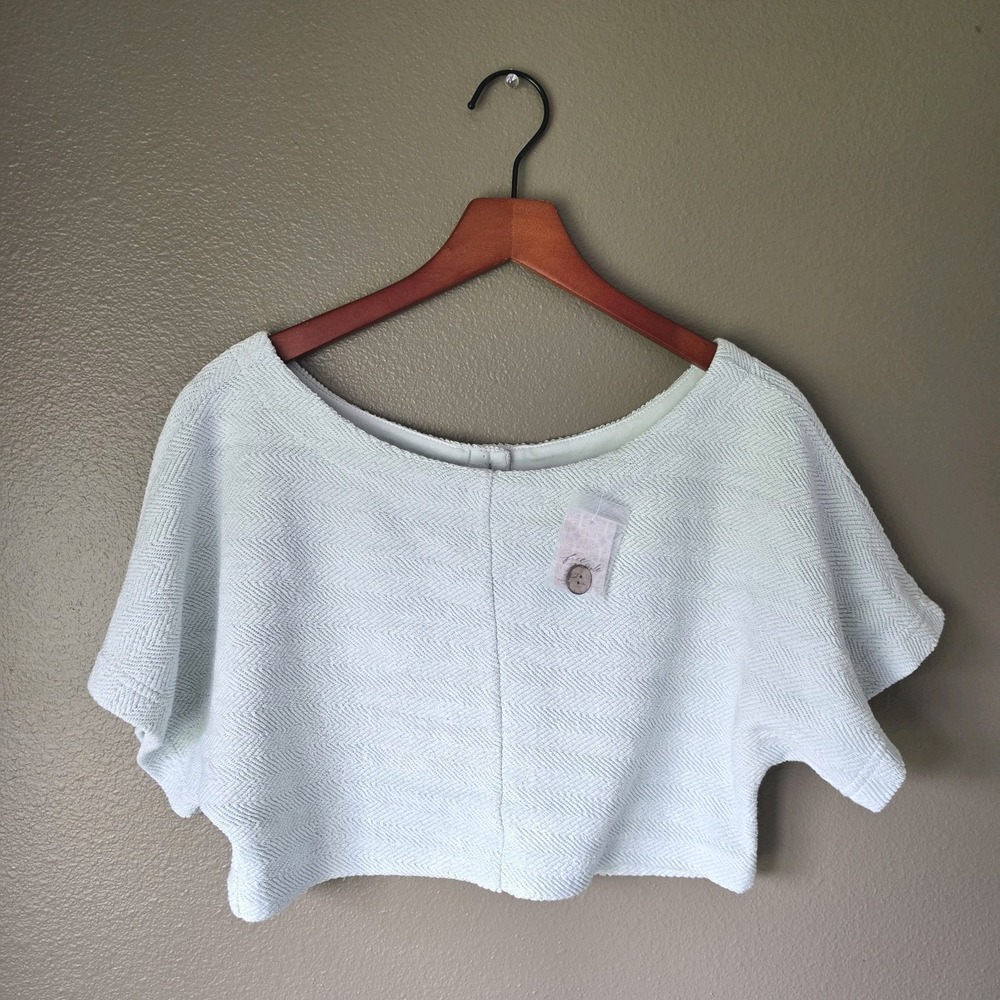 Free People Beach XS Hailee Salt Water Sage Cotton Knit Textured  Henley Top